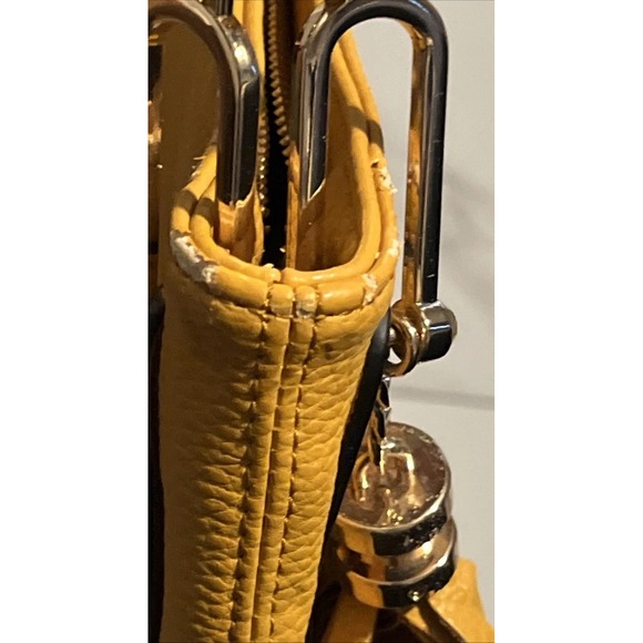 Dune London Yellow Pebbled Faux Leather‎ Shoulder Bag Gold Hardware Tassel Charm - Picture 8 of 16